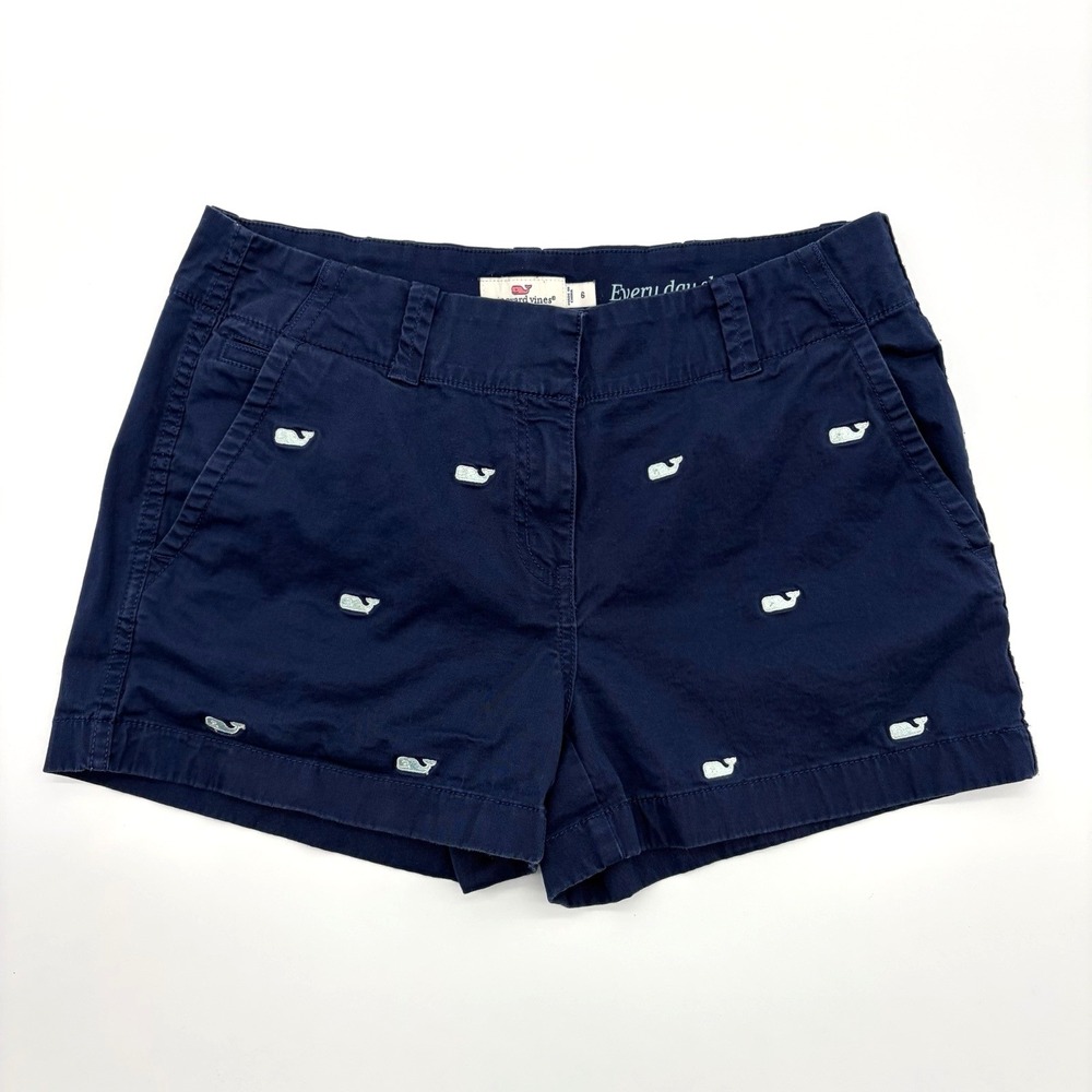 Vineyard Vines Women's Size 6 Blue Shorts Embroidered Whales Navy Blue